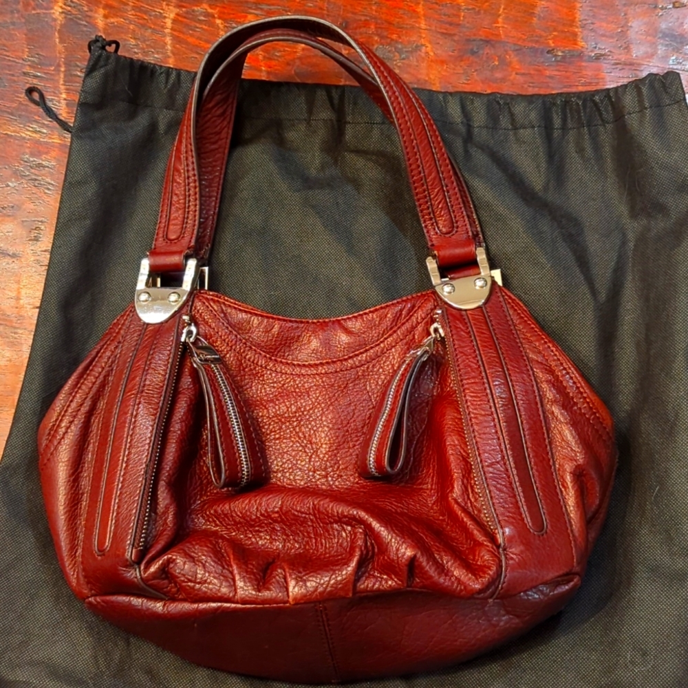 B. Makowsky Brown Leather Small Shoulder Bag